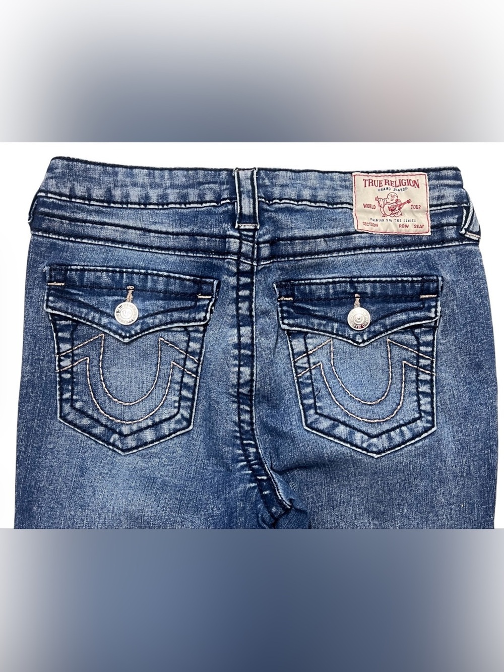 True Religion Halle Women’s Dark Blue Skinny Jeans with Signature Back Pockets